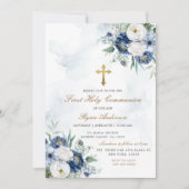 ダスティブルーフローラファーストホーリーコミュニオン 招待状 (正面)