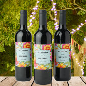 ダスティブルーフローラフィエスタメキシ結婚カン ワインラベル