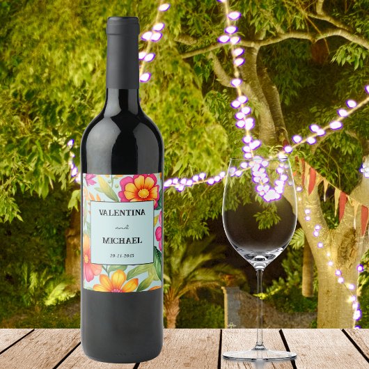 ダスティブルーフローラフィエスタメキシ結婚カン ワインラベル