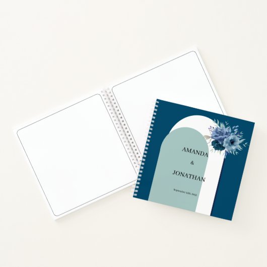 ダスティブルーフローラフォトゲストブックウェディングアルバム ノートブック (内部)