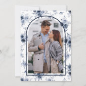 ダスティブルーフローラフォトネイビーブライダルシャワー 招待状 (裏面)