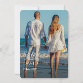 ダスティブルーフローラフォト結婚式招待状 招待状 (裏面)