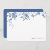 ダスティブルーフローラフランスのトワパーソナライズされたール ノートカード (正面/裏面)