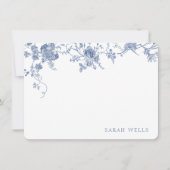 ダスティブルーフローラフランスのトワパーソナライズされたール ノートカード (正面)