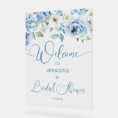 ダスティブルーフローラブライダルシャワーへようこそ アクリルサイン (傾斜)