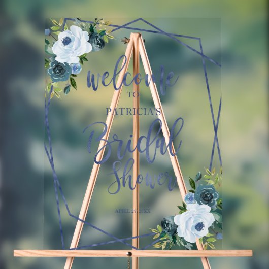 ダスティブルーフローラブライダルシャワーへようこそ アクリルサイン (ニュートラル)