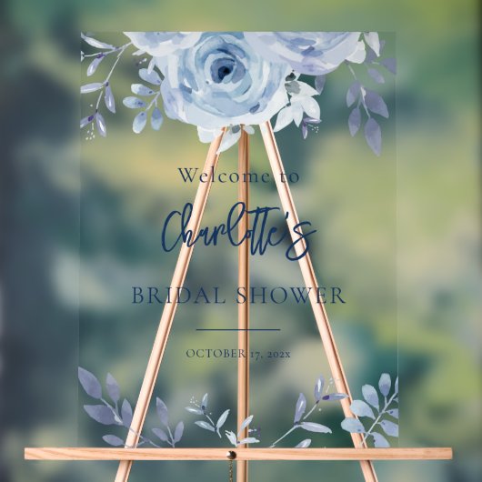 ダスティブルーフローラブライダルシャワーへようこそ アクリルサイン (ニュートラル)