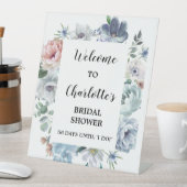 ダスティブルーフローラブライダルシャワーへようこそ 台座サイン (インサイチュ)