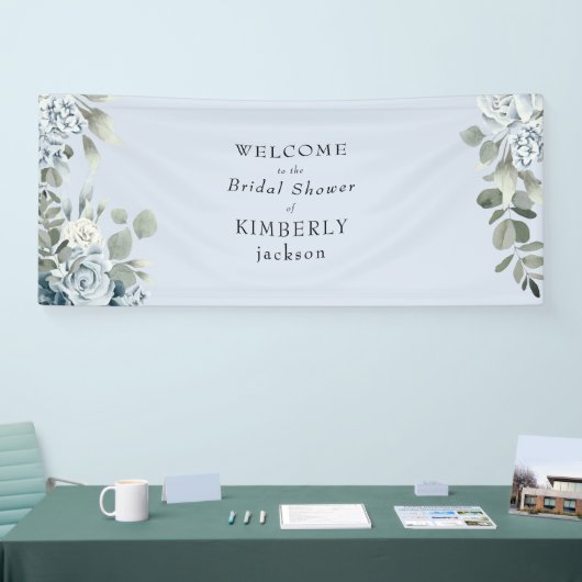 ダスティブルーフローラブライダルシャワーへようこそ 横断幕 (トレードショー)
