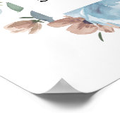 ダスティブルーフローラブライダルシャワーウェルカムサイン ポスター (角)