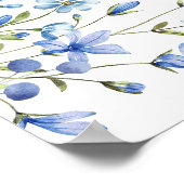 ダスティブルーフローラブライダルシャワーウェルカムサイン ポスター (角)