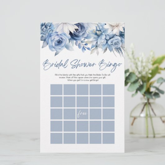 ダスティブルーフローラブライダルシャワーゲーム 便箋 (スタンド正面)