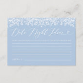 ダスティブルーフローラブライダルシャワーデイトナイトアイディア エンクロージャーカード (正面)