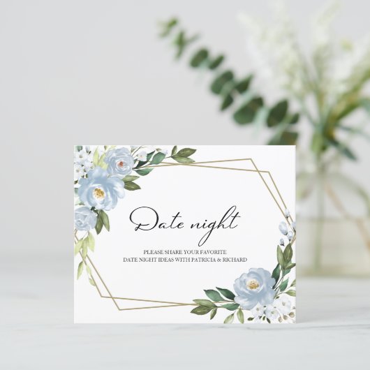 ダスティブルーフローラブライダルシャワーデイトナイトカード (スタンド正面)