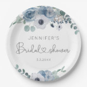 ダスティブルーフローラブライダルシャワーナプキン ペーパープレート (正面)