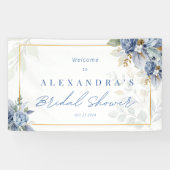 ダスティブルーフローラブライダルシャワーバナー 横断幕 (横)