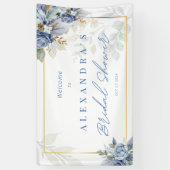 ダスティブルーフローラブライダルシャワーバナー 横断幕 (縦)
