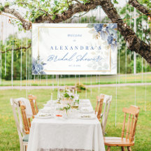 ダスティブルーフローラブライダルシャワーバナー