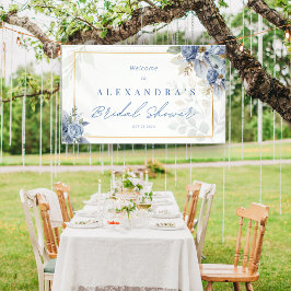 ダスティブルーフローラブライダルシャワーバナー 横断幕