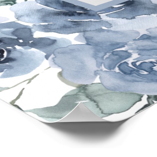 ダスティブルーフローラブライダルシャワーフォトブースポスター ポスター (角)