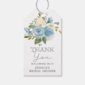 ダスティブルーフローラブライダルシャワーメッセージカード ギフトタグ (正面)