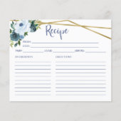 ダスティブルーフローラブライダルシャワーレシピカード (正面)