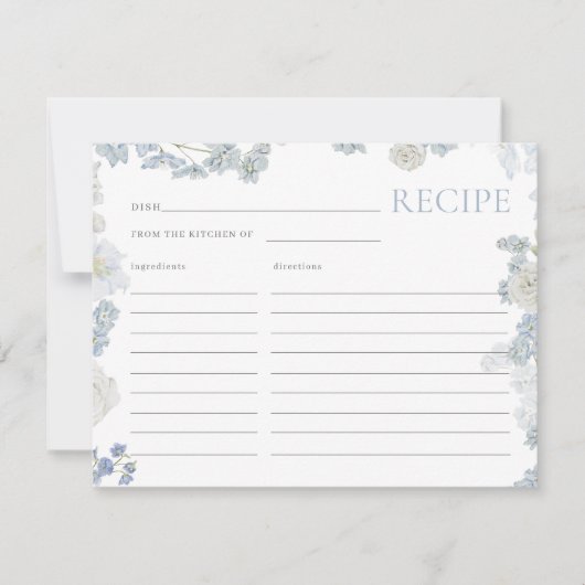 ダスティブルーフローラブライダルシャワーレシピカード (正面)