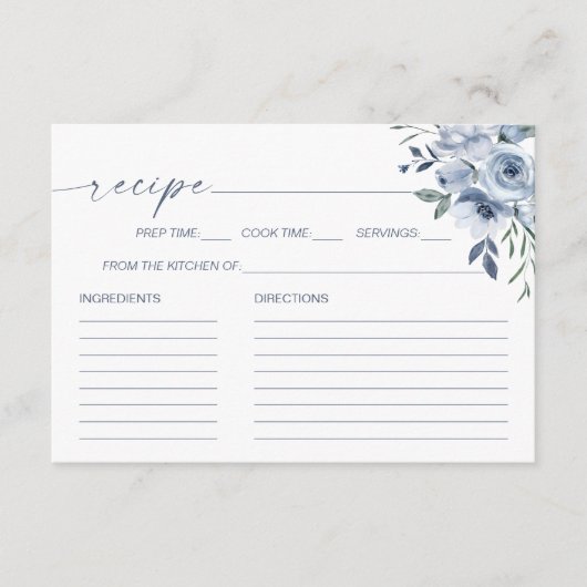 ダスティブルーフローラブライダルシャワーレシピカード エンクロージャーカード (正面)
