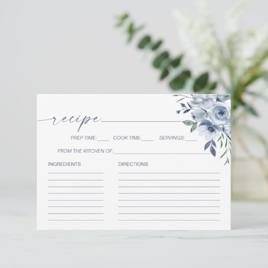 ダスティブルーフローラブライダルシャワーレシピカード エンクロージャーカード (スタンド正面)