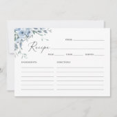 ダスティブルーフローラブライダルシャワーレシピカード 招待状 (正面)