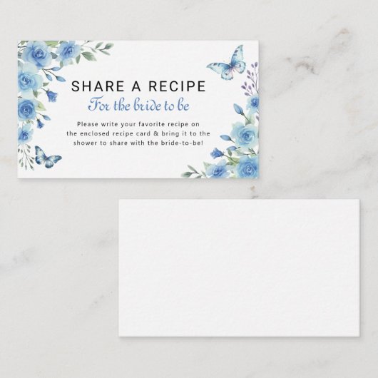 ダスティブルーフローラブライダルシャワーレシピ要求 エンクロージャーカード (正面/裏面)