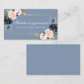 ダスティブルーフローラブライダルシャワーレジストリの挿入 エンクロージャーカード (正面/裏面)