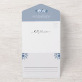 ダスティブルーフローラブライダルシャワー付きレシピ オールインワン招待状 (外側)