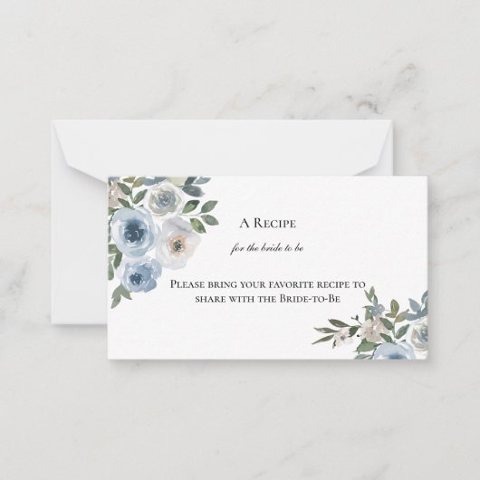 ダスティブルーフローラブライダルシャワー共有aレシピ ノートカード (正面)