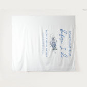 ダスティブルーフローラブライダルシャワー写真の背景 タペストリー (正面(横))