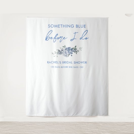ダスティブルーフローラブライダルシャワー写真の背景 タペストリー (正面)