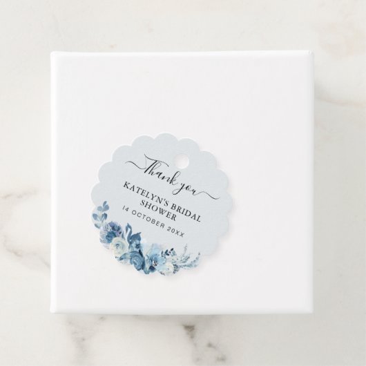 ダスティブルーフローラブライダルシャワー感謝していユー フェイバータグ (インサイチュ)