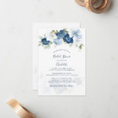 ダスティブルーフローラブライダルシャワー ノートカード (正面/裏面インサイチュ)