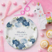 ダスティブルーフローラブライダルシャワー ペーパープレート (パーティー)