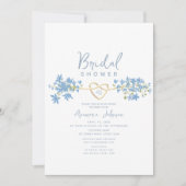 ダスティブルーフローラブライダルシャワー 招待状 (正面)