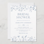 ダスティブルーフローラブライダルシャワー 招待状 (正面)