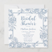 ダスティブルーフローラブライダルシャワー 招待状 (正面)