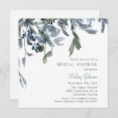 ダスティブルーフローラブライダルシャワー 招待状 (正面/裏面)