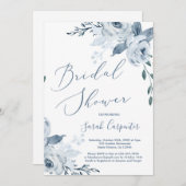 ダスティブルーフローラブライダルシャワー 招待状 (正面/裏面)