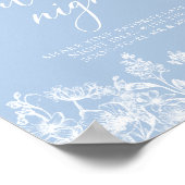 ダスティブルーフローラブライダル日付ナイトアイディア標識 ポスター (角)