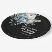 ダスティブルーフローラブラック60誕生日 ペーパープレート (アングル)