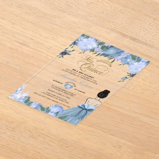ダスティブルーフローラプリンセスミクリンスキンセアニラ アクリル招待状 (レイダウン)