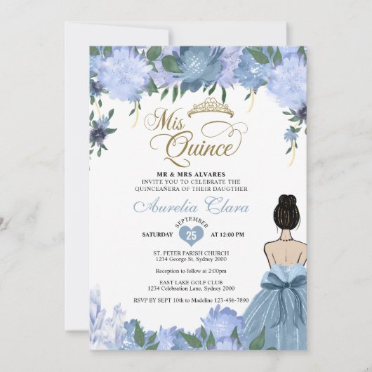 ダスティブルーフローラプリンセスミクリンスキンセアニラ 招待状 (正面)