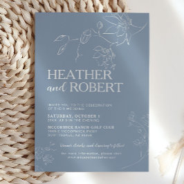 ダスティブルーフローラボタニカルボホシンプル結婚ズ 招待状