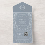 ダスティブルーフローラボヘミアンクラシック結婚ズ オールインワン招待状 (内側)